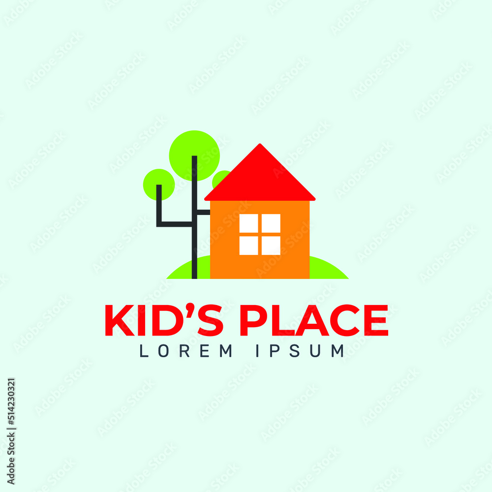 Kids house logo design template