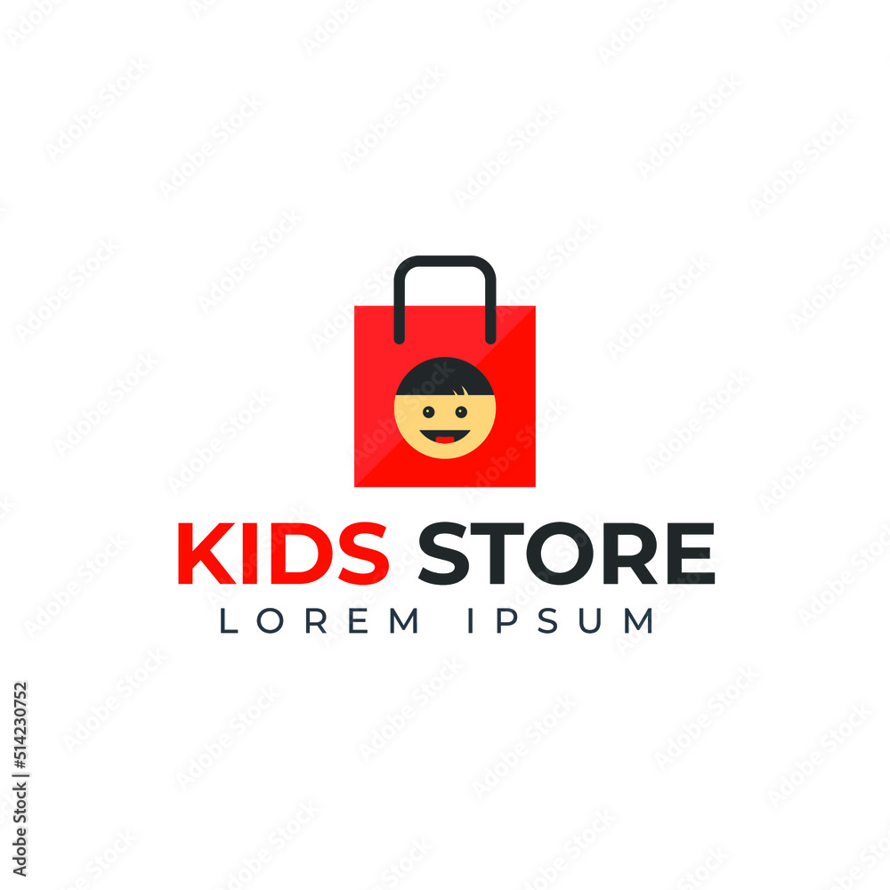 Kids shopping logo design template
