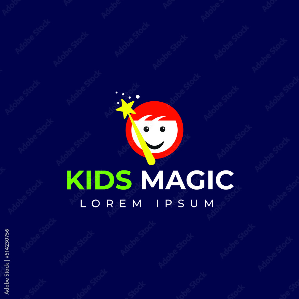 Kids magic logo design template