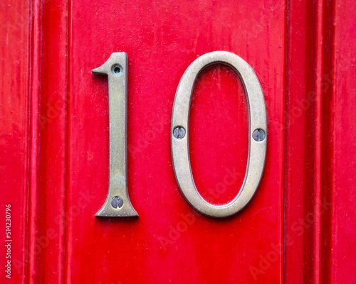 Number 10 on a Red Door