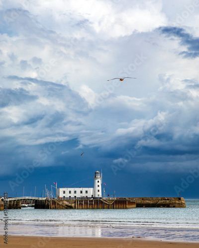 Scarborough Pier Lighthouse in Scarborough, Yorkshire, UK photo