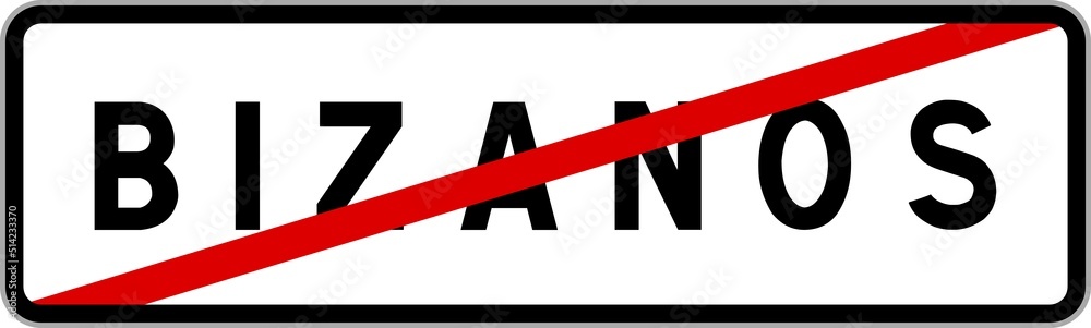 Panneau sortie ville agglomération Bizanos / Town exit sign Bizanos