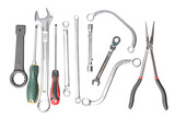 Set of tools on white background. Wrench tools. Professional tool for car repair