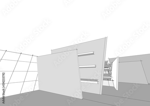 View of modern architecture 3d illustration