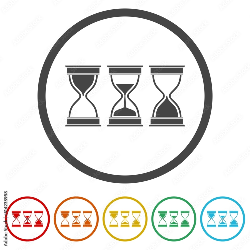 Fototapeta premium Hourglass icons set icons in color circle buttons