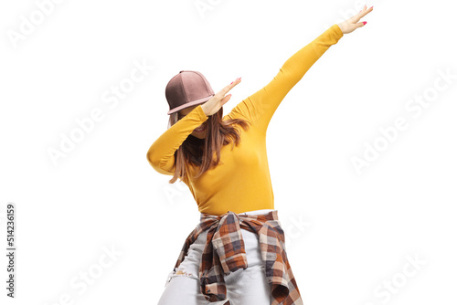 Young female dabbing photo
