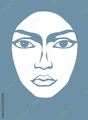Woman face. Vector drawing icon