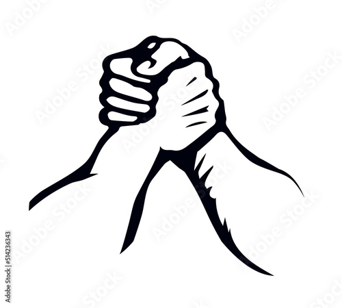 Hand wrestling contest. Vector drawing
