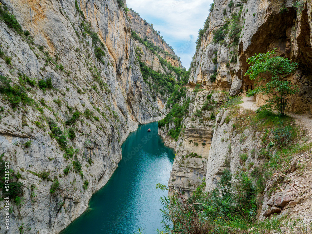 Montrebei gorge over Canelles reservoir , Catalonia, Spain.