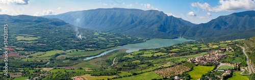 Guardia de Noguera village and Terradets reservoir  Catalonia  Spain.