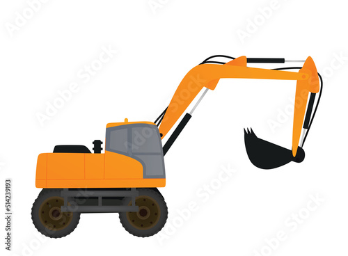 Small yellow excavator. vector illustration.
