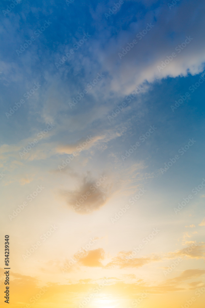 clouds and orange sky,Sky beautiful sunset background in twilight time, colorful scene, amazing nature landscape image