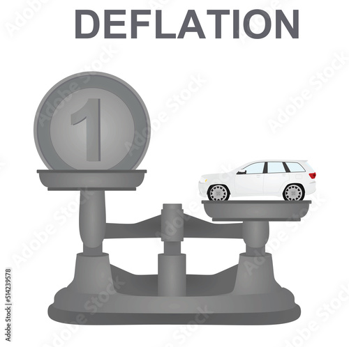 Inflation concept. Scale and goods. vector