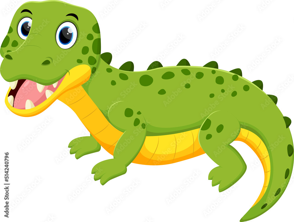 Fototapeta premium Cute crocodile cartoon , isolated on white background 