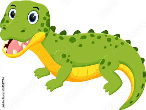 Cute crocodile cartoon   isolated on white background  