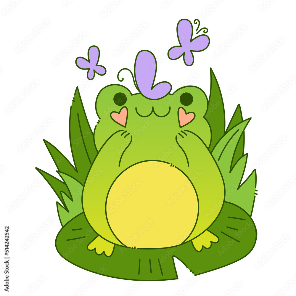 Cute Cartoon Funny Frog Kawaii Character Baby Animals Kids Clipart