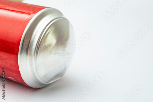 Cuadro en lienzo Bulging soda can bottom, isolated on white background, close up