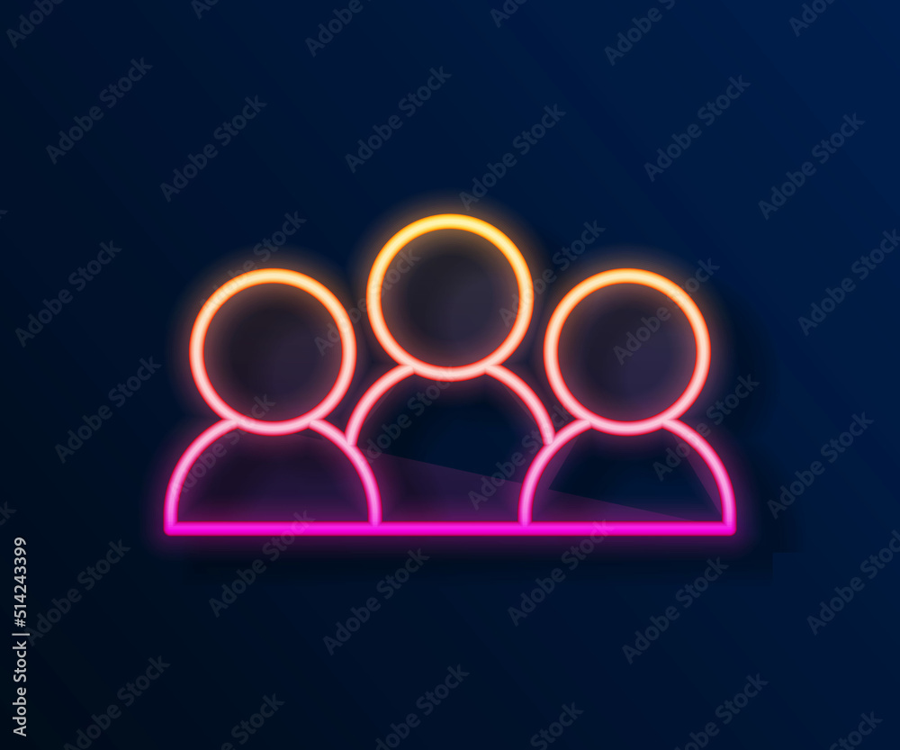 Glowing neon line Meeting icon isolated on black background. Business team meeting, discussion concept, analysis, content strategy. Presentation conference. Vector