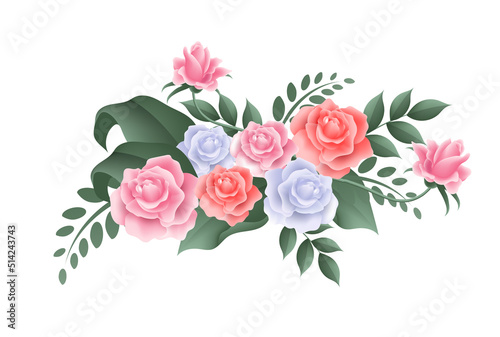 Realistic rose flower vector isolated on white background. Love element for mother, valentine and woman day. Beauty pink and Red roses elements illustration