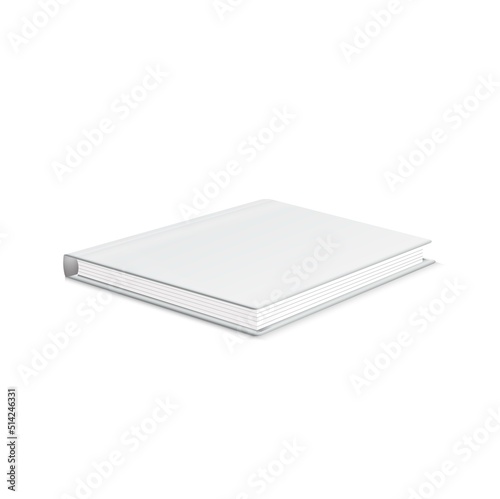 Blank Book Hard Cover Template Design on White Background. 3d Book with Perspective Vector illustration. Suitable for Book Cover Mockup Design