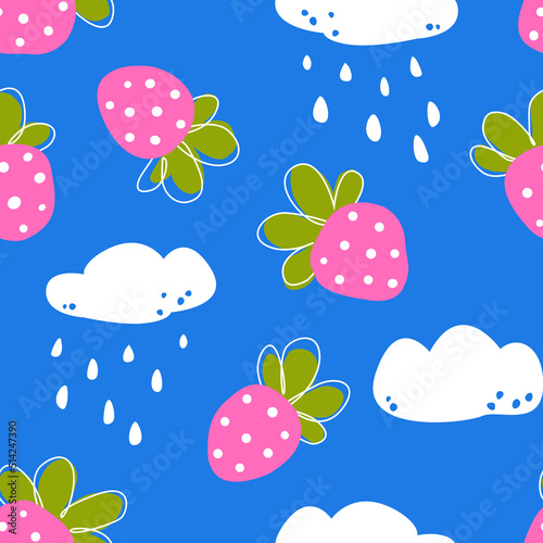 cute seamless pattern with strawberries