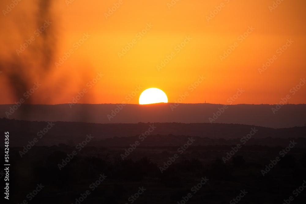 Sunrise on Lachish hill in Israel