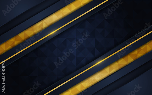 Navy and gold abstract background luxury shapes.