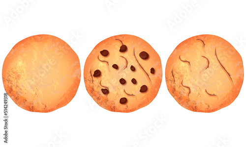 Vector chocolate crumbs chips isolated on white background. Homemade choco chip cookies vector