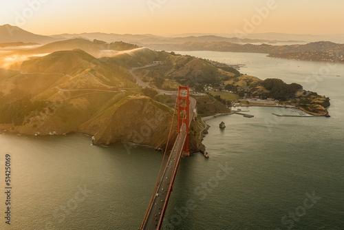 The Golden Light - Aerial Golden Gate Bridge San Francisco photo
