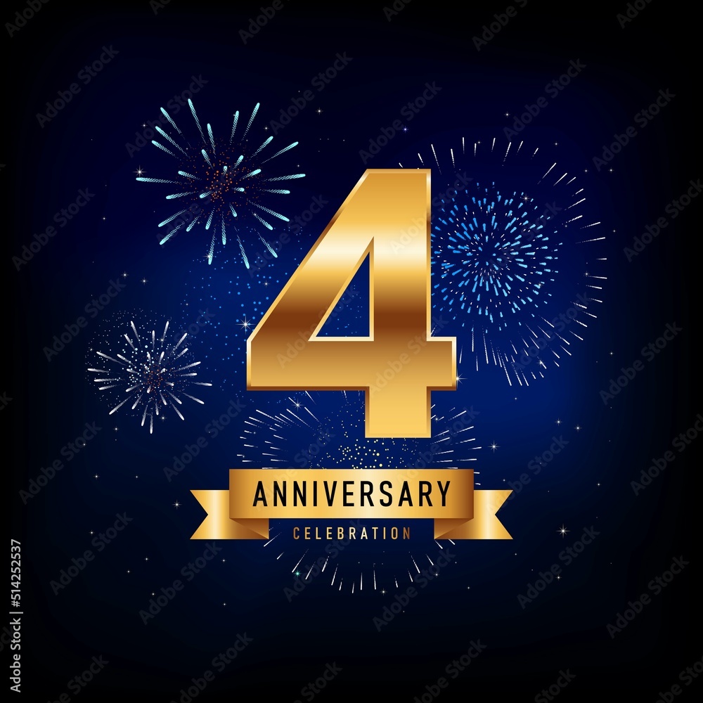 4 Years Anniversary Celebration, Vector Design Illustration Template