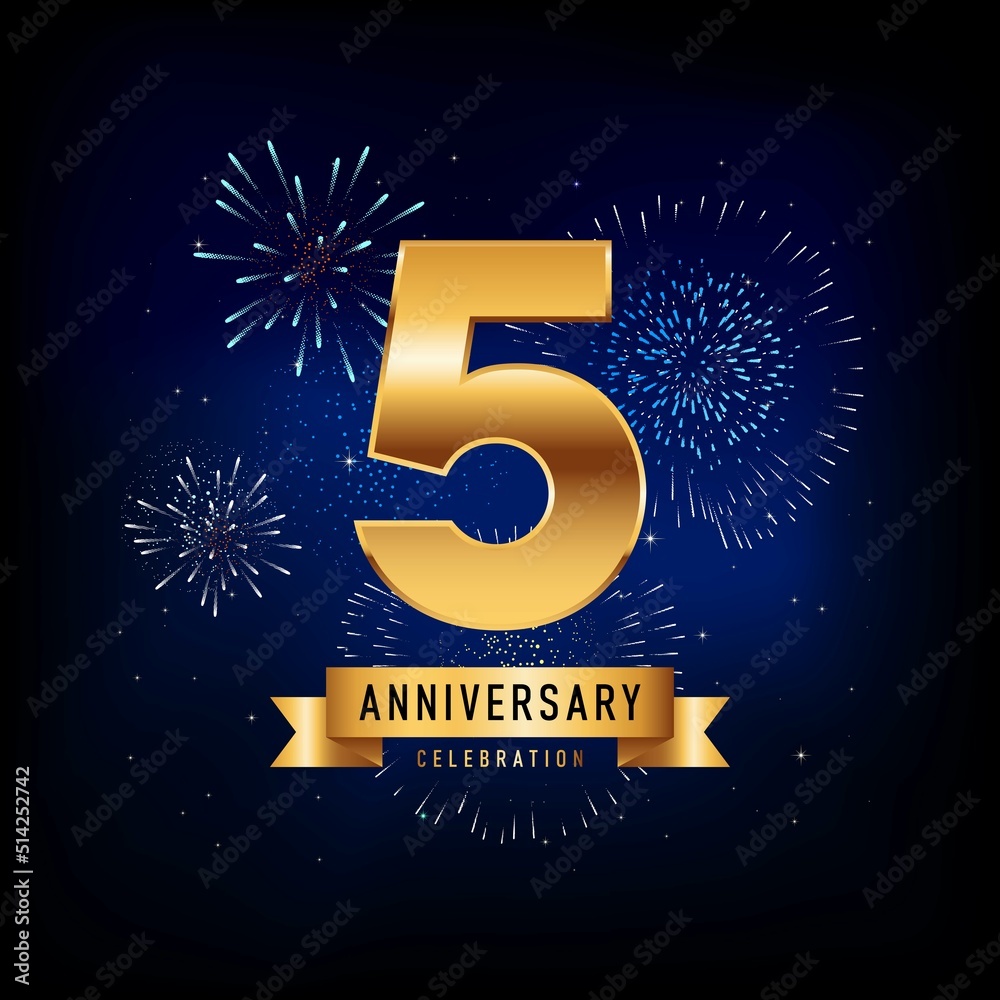 Fototapeta premium 5 Years Anniversary Celebration, Vector Design Illustration Template