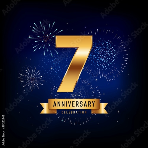 7 Years Anniversary Celebration, Vector Design Illustration Template