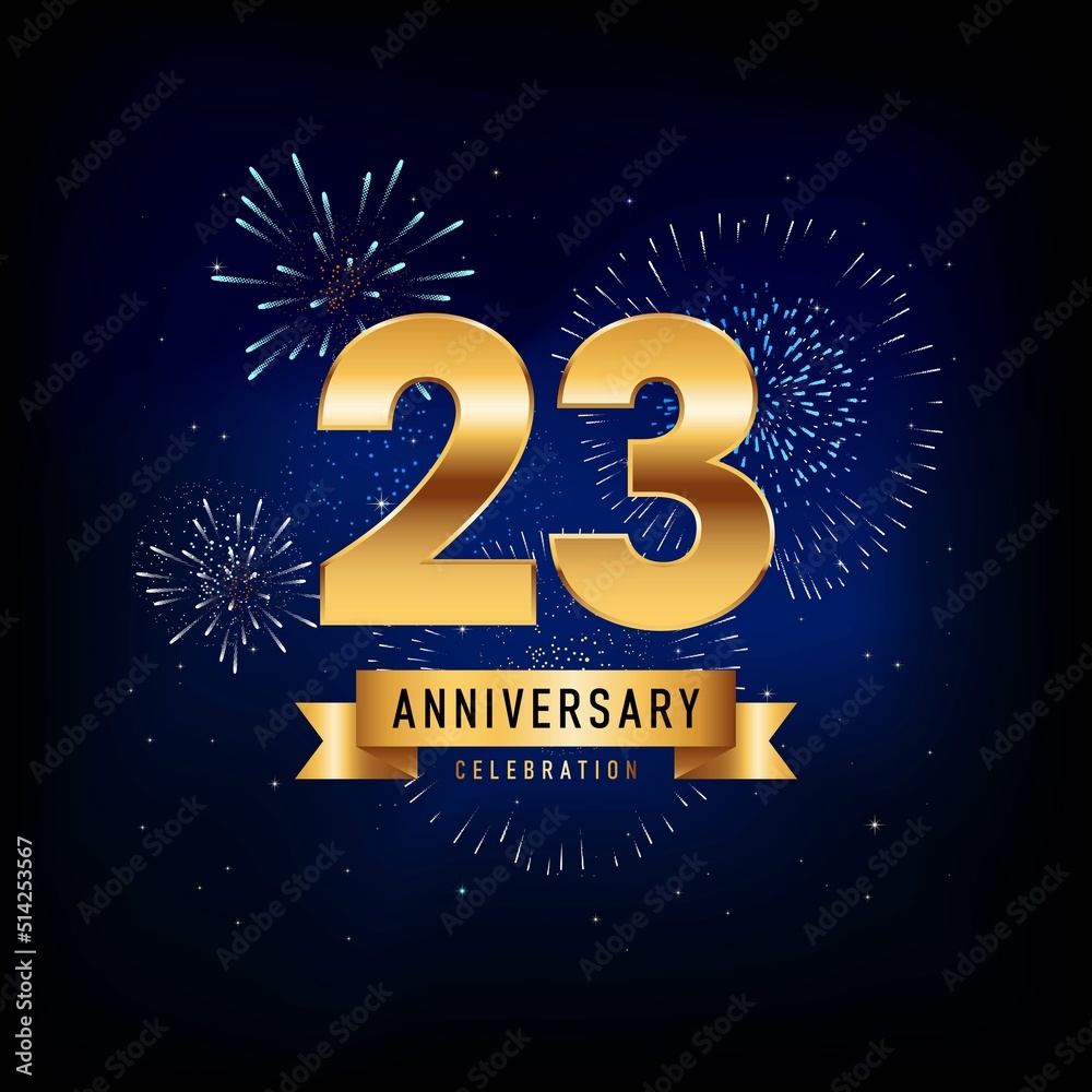 Naklejka premium 23 Years Anniversary Celebration, Vector Design Illustration Template