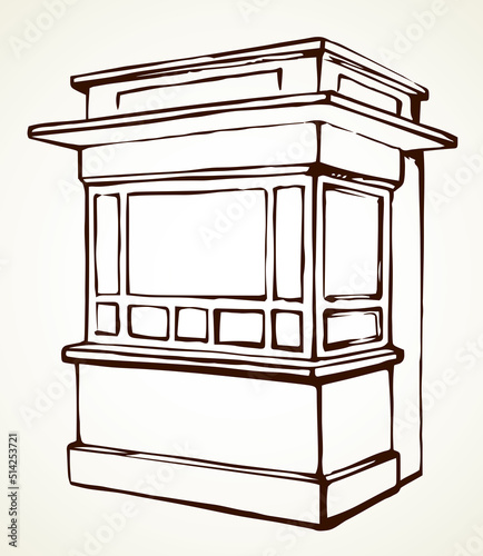Shop stall. Vector drawing kiosk