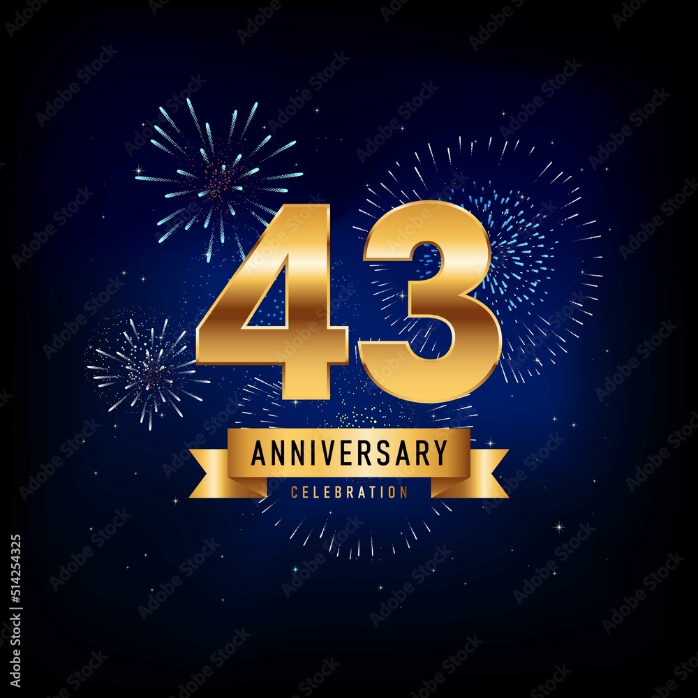 43 Years Anniversary Celebration, Vector Design Illustration Template 43 Years Anniversary Celebration, Vector Design Illustration Template