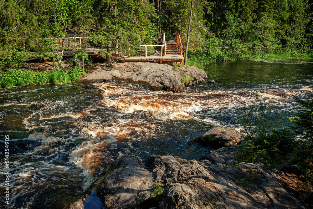 Nature Park in the north of Russia with waterfall, in Karelia Nature Park in the north of Russia with waterfall, in Karelia