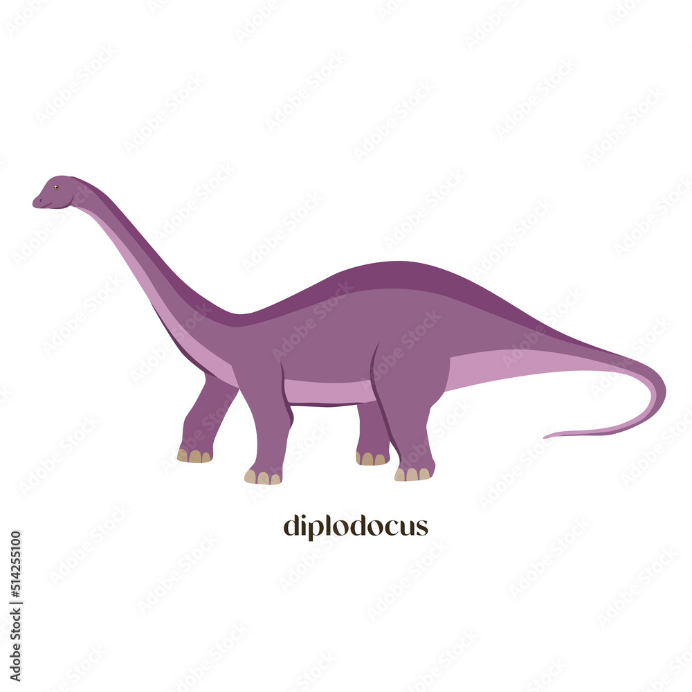 Fototapeta premium Hand drawn cartoon dinosaur Diplodocus