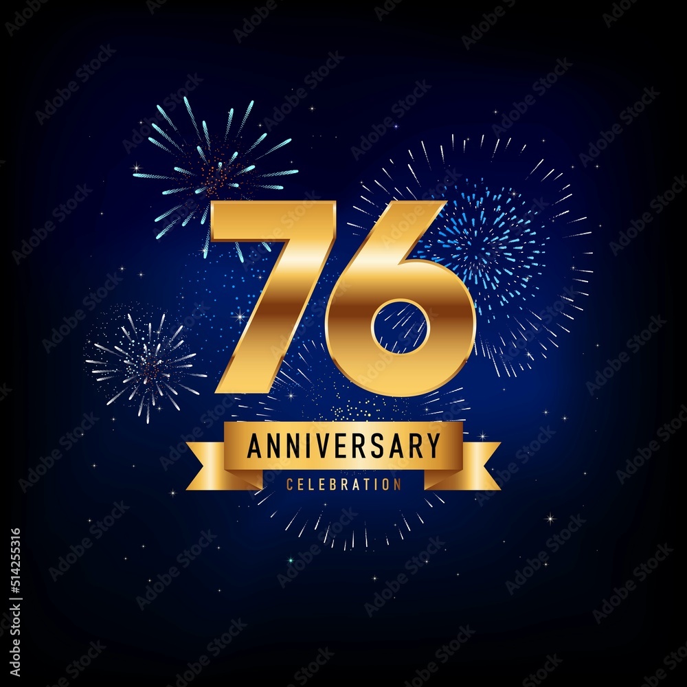Fototapeta premium 76 Years Anniversary Celebration, Vector Design Illustration Template