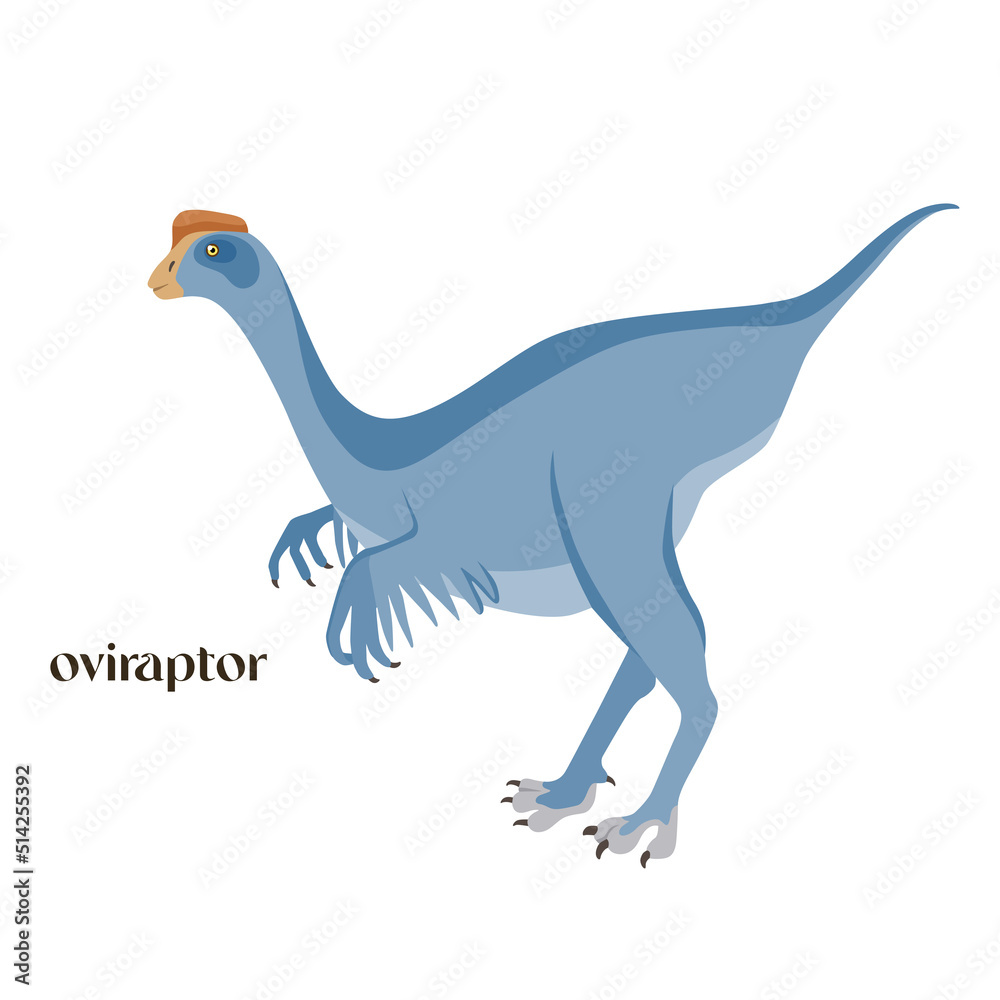 Hand drawn cartoon dinosaur Oviraptor