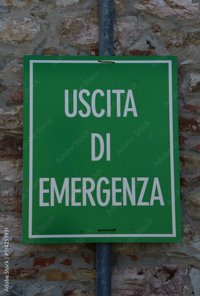 Italy: Road signal (Emergency Exit).