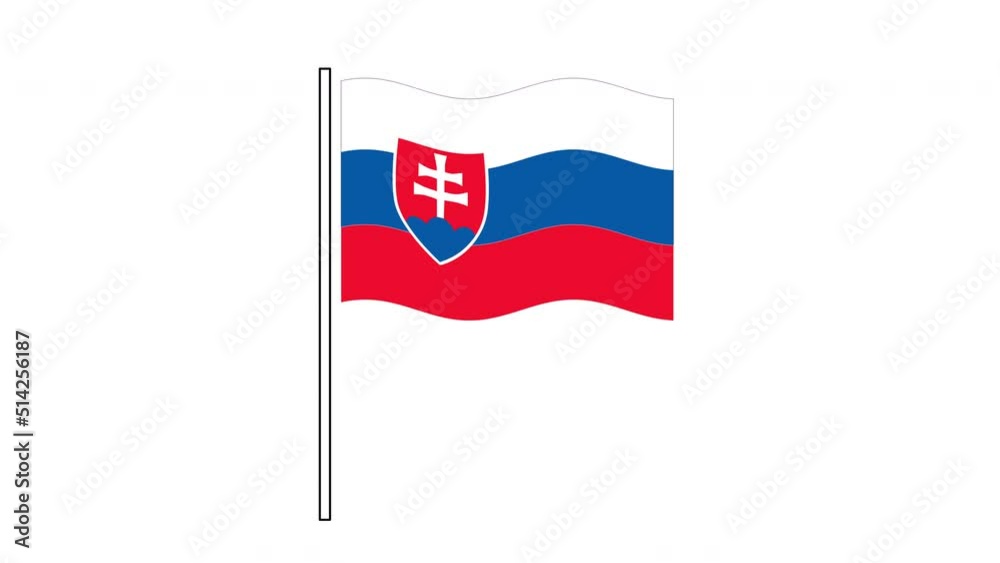 Slovakia flag seamless loop animation. Waving flag. White background. Slovakia flag seamless loop animation. Waving flag. White background.