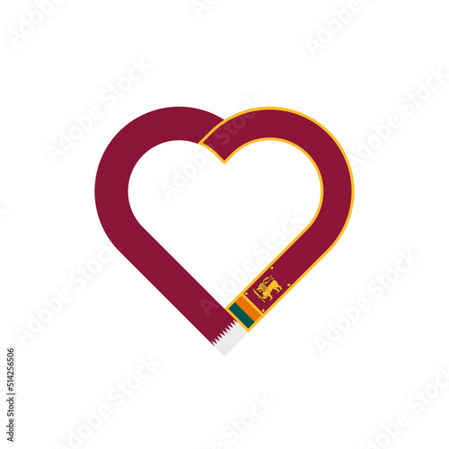unity concept. heart ribbon icon of qatar and sri lanka flags. vector illustration isolated on white background