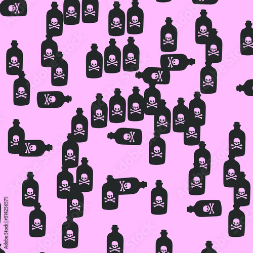 Gray background with poison bubbles on a pink background.  Halloween background. Vector