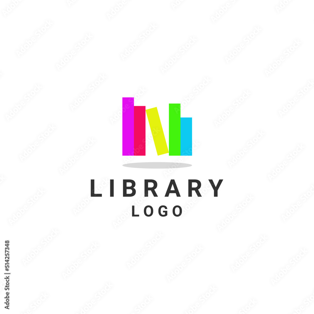 library logo with book template design