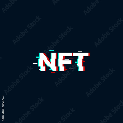 letter nft monogram glitch effect logo stock vector