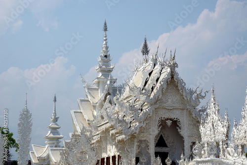 Thailand,Chiang Rai-Wat Rong Khun is a very particular temple at the same time Buddhist and Hindu, known as the white temple
