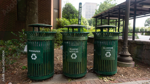 recycling bins on a park