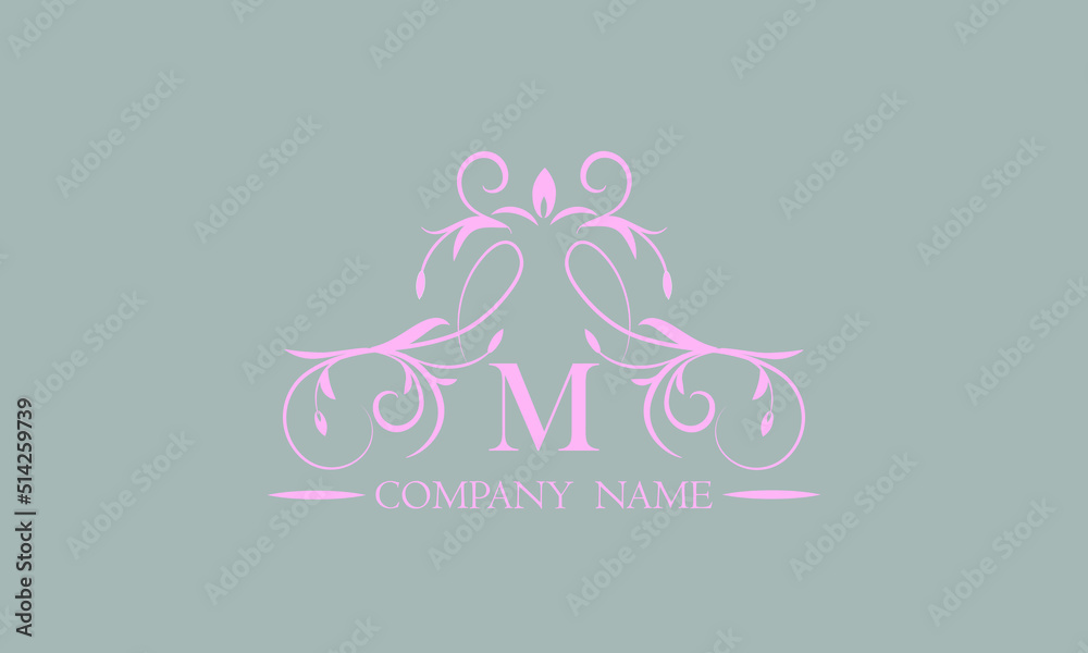 Luxurious creative design of an exquisite logo with the letter M. Template for invitations, labels, business Luxurious creative design of an exquisite logo with the letter M. Template for invitations, labels, business