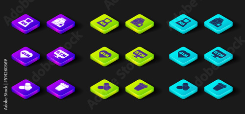 Set Sports nutrition, Fitness shaker, gym heart, Location, and Weight icon. Vector