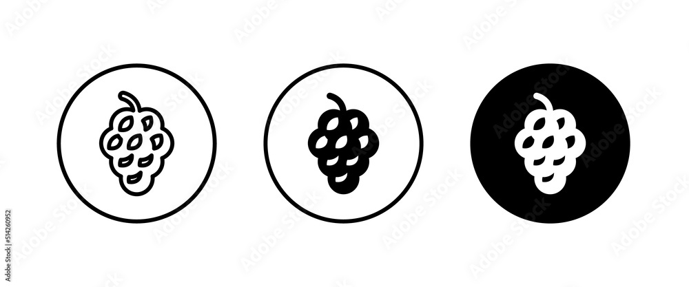 Grape Icon Food Fruits, bunches of grapes icons editable stroke, flat design style isolated on white Grape Icon Food Fruits, bunches of grapes icons editable stroke, flat design style isolated on white